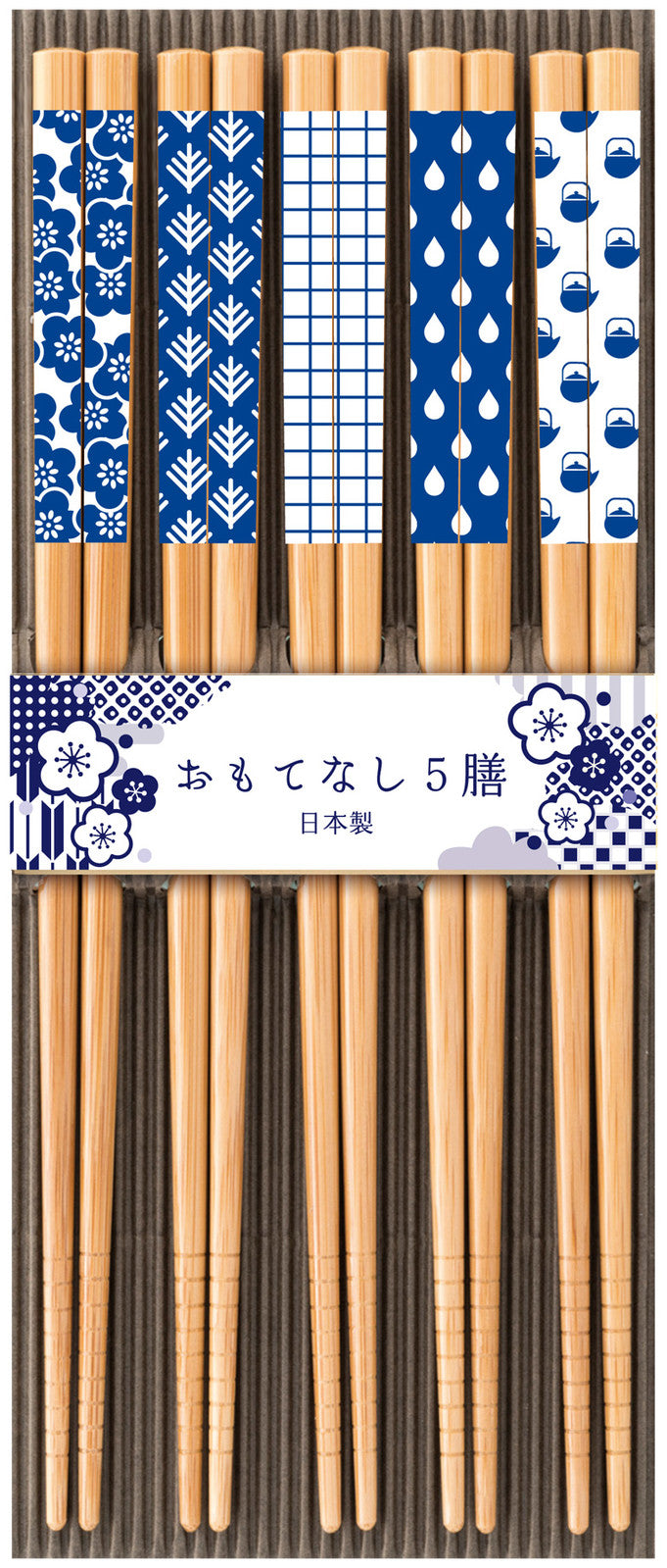 Irodori Bamboo Chopsticks 22.5cm 5 sets - Family Crest
