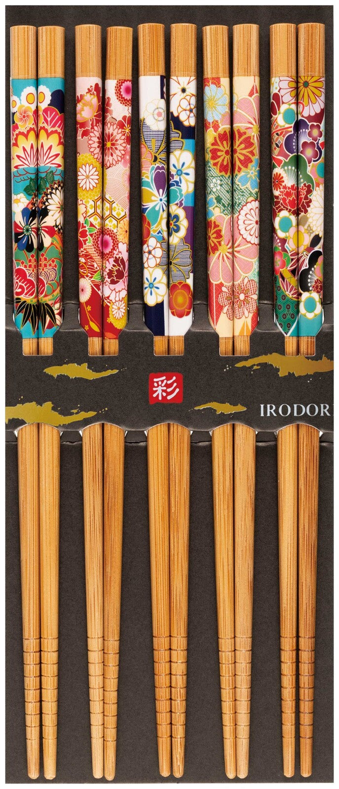 Irodori Bamboo Chopsticks 23cm 5 sets - Floral