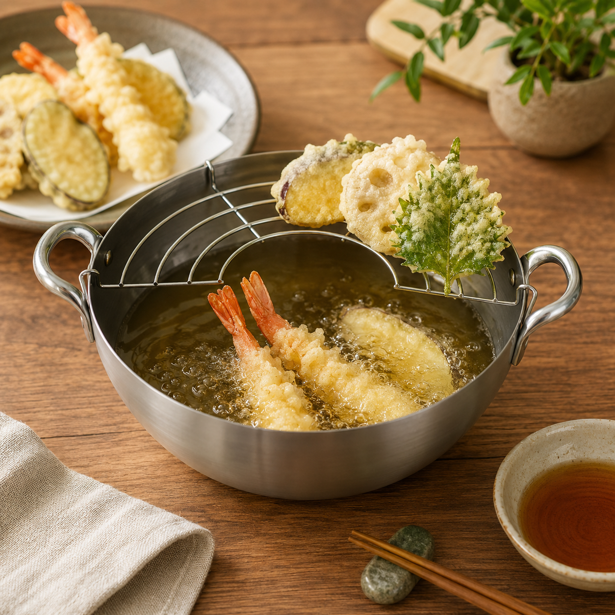 CHITOSE IRON TEMPURA FRYING POT 20CM