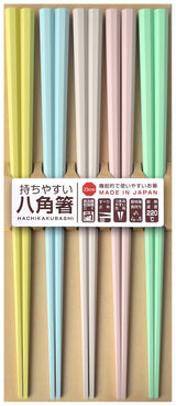 Hachikakubashi Octagonal Chopsticks 23cm 5 sets - Pastel Spring