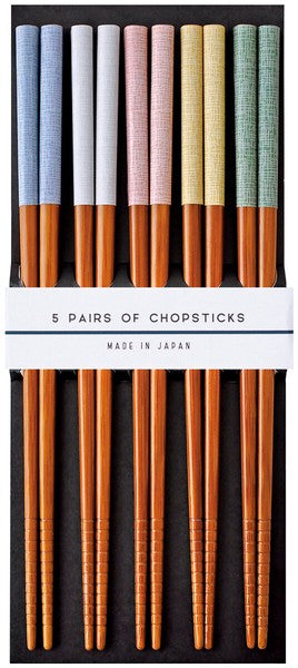 Irodori Bamboo Chopsticks 23cm 5 sets - Coloured Linen
