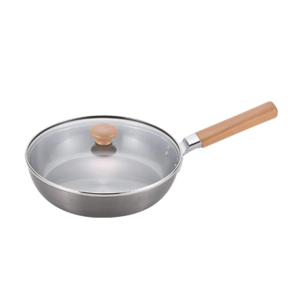 CHITOSE PREMIUM IRON WOODEN FRYING PAN 24CM WITH A GLASS LID